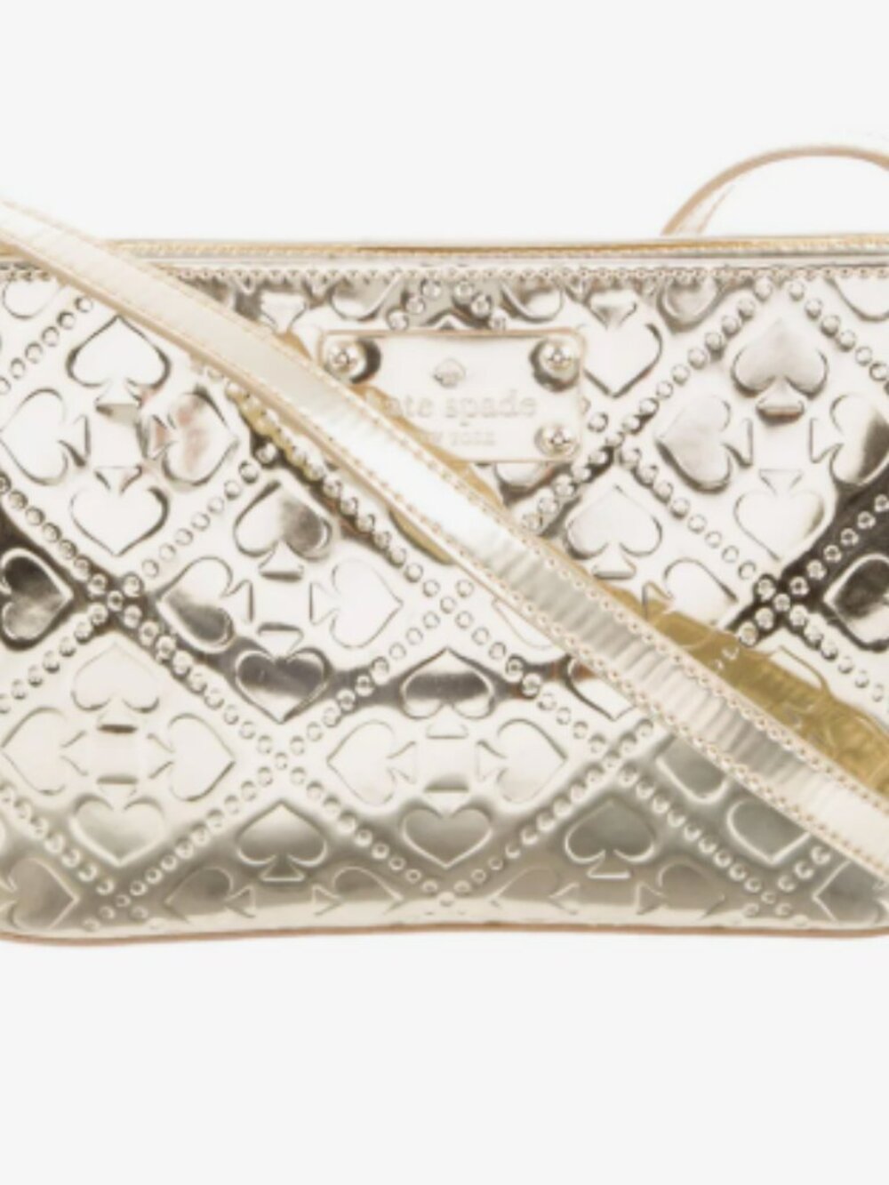 Metallic Gold Kate Spade New York Beale Street Crossbody Bag w/ Embossed Pattern
